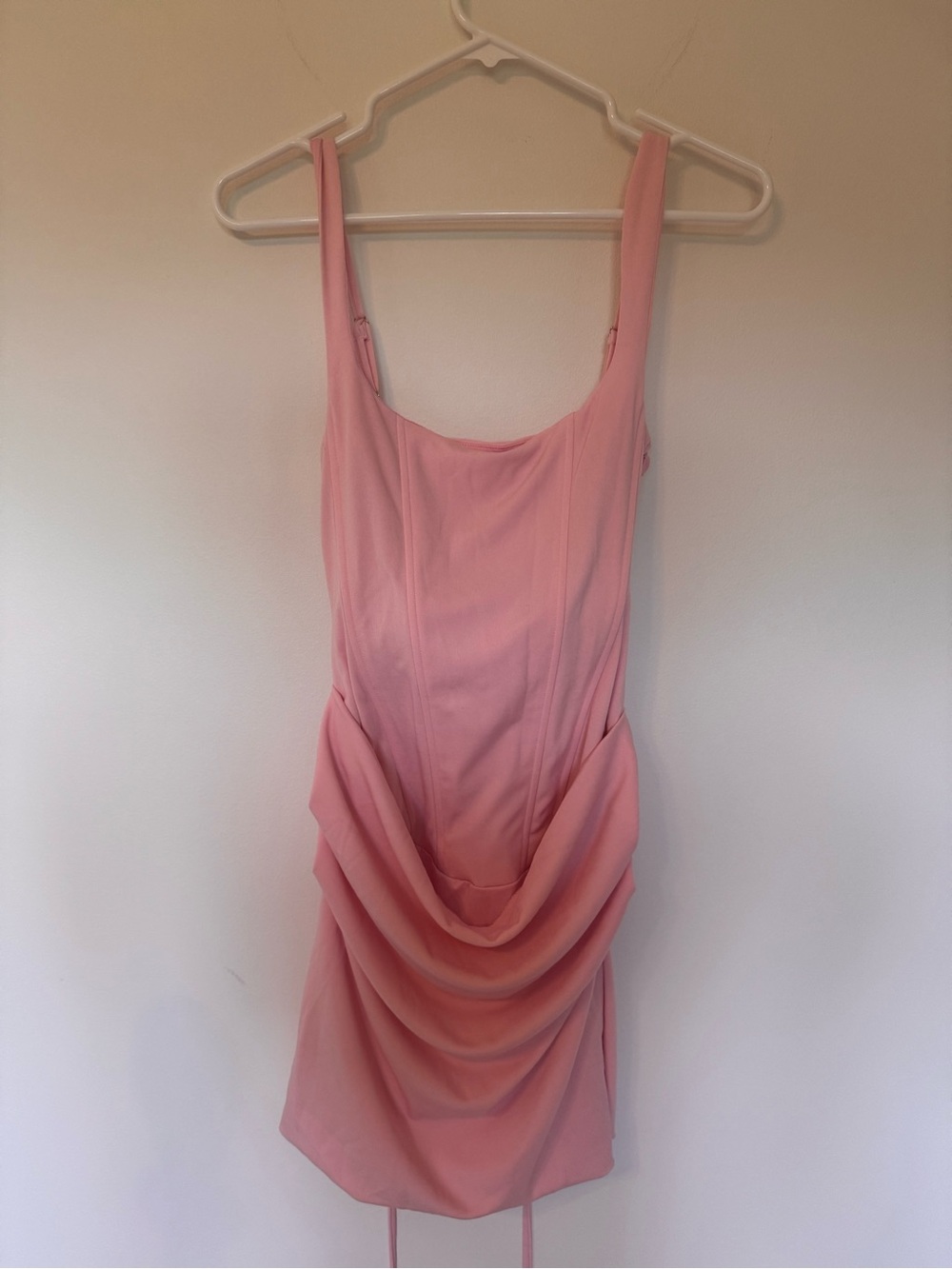 Pink Draped Corset Lace Back Mini Dress - Women